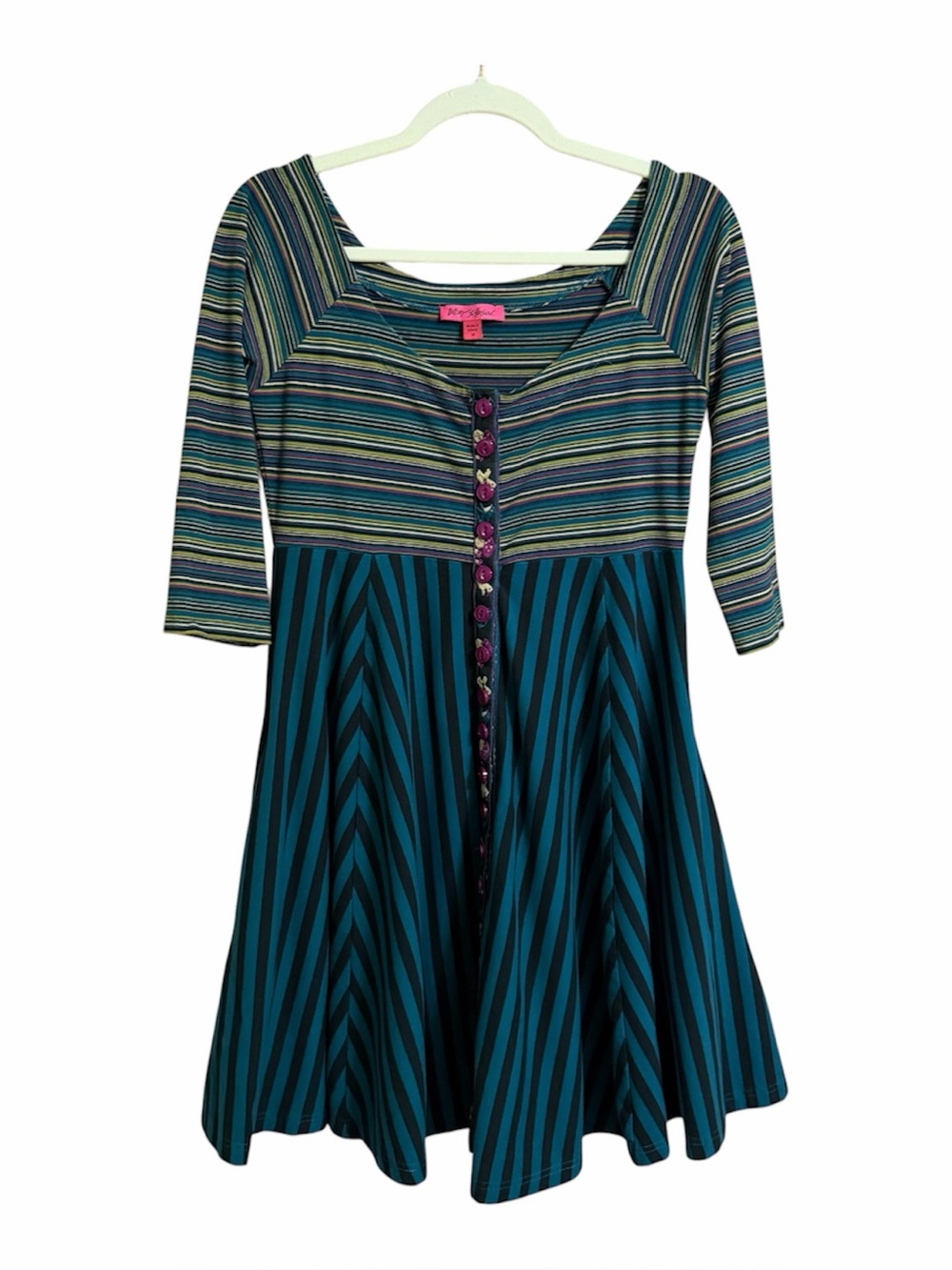 Y2K Betsy Johnson Vintage Striped Dress Size Medium